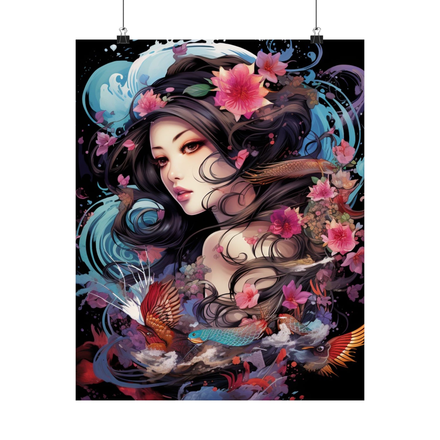 Matte Vertical Poster — Ethereal Floral Woman Art Print - The Art Hub