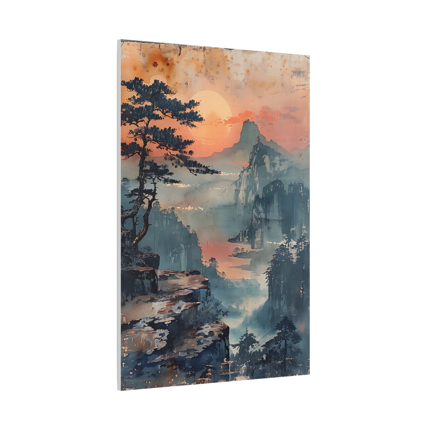 Sunset Mountain Landscape Canvas Print — Misty Pine Cliff Wall Art - The Art Hub