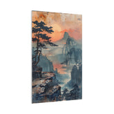 Sunset Mountain Landscape Canvas Print — Misty Pine Cliff Wall Art - The Art Hub