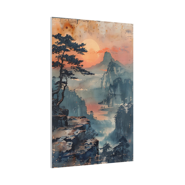 Sunset Mountain Landscape Canvas Print — Misty Pine Cliff Wall Art - The Art Hub