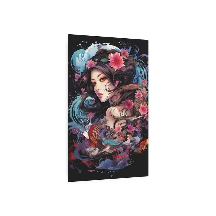 Japanese Floral Portrait Metal Art – Decorative Wall Plaque - The Art Hub