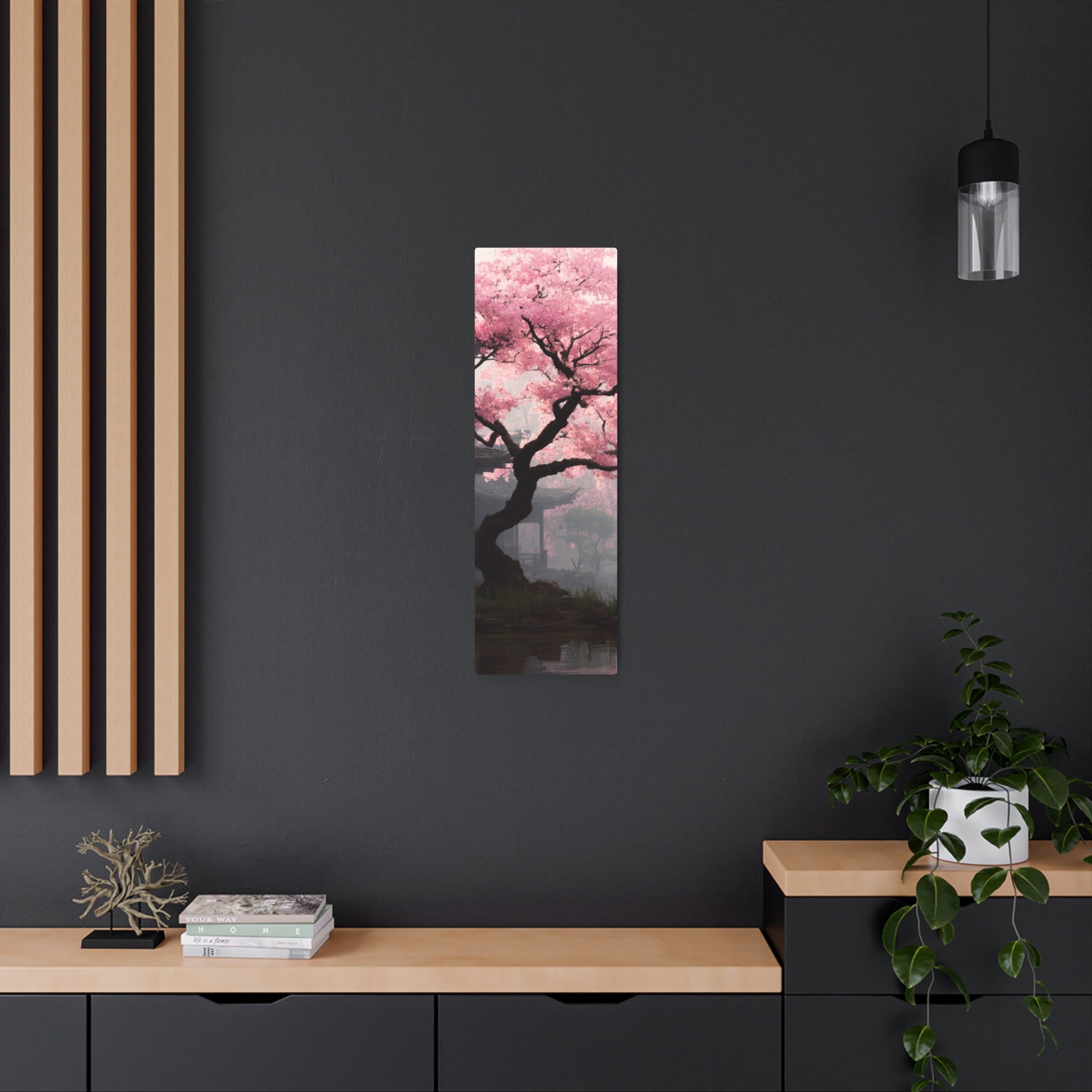 Cherry Blossom Metal Art Sign — Japanese Sakura Wall Decor