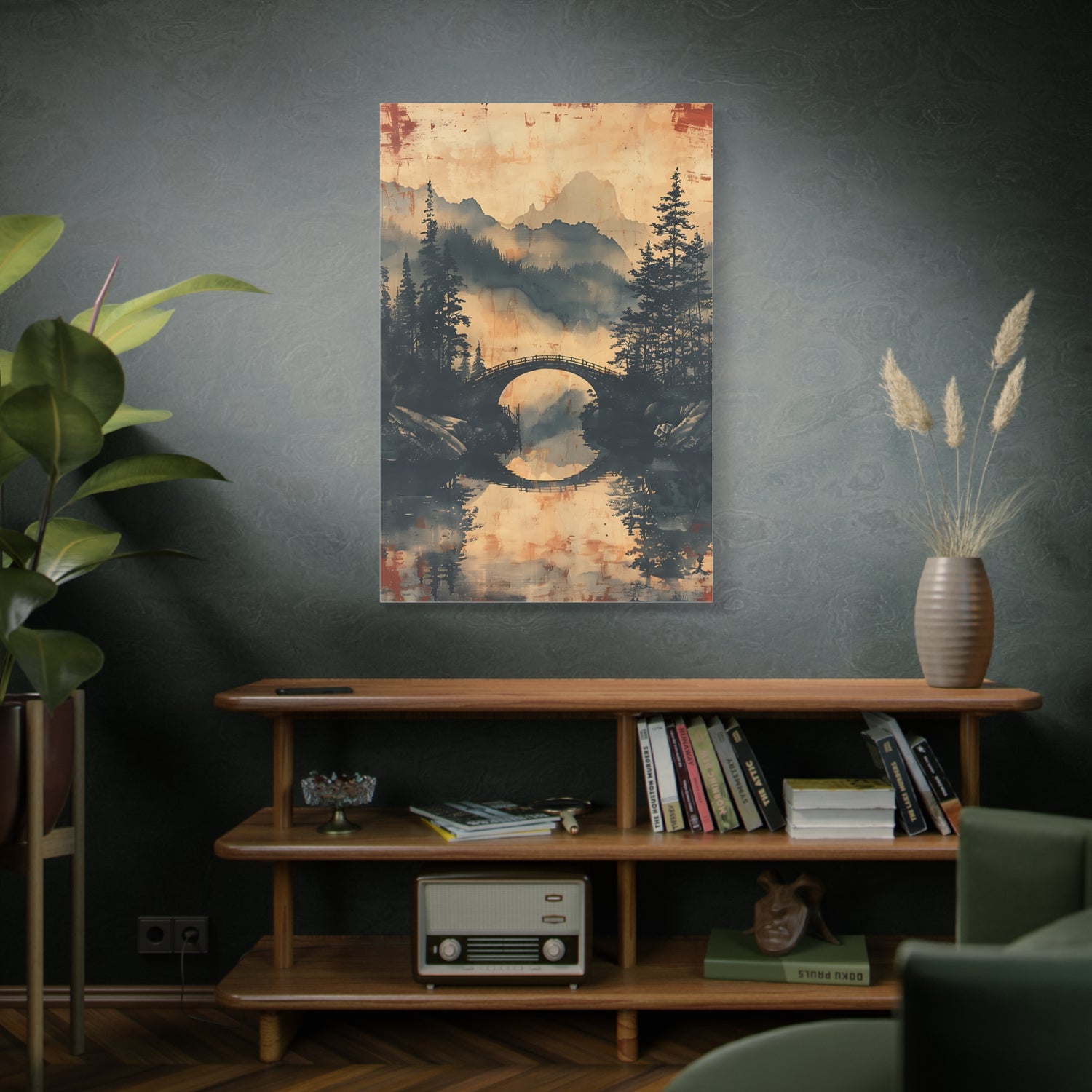 Chinese Landscape Painting Art — Misty Forest Landscape Matte Stretched Print - The Art Hub