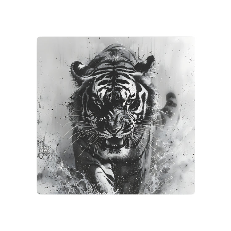 Tiger Metal Art — Dramatic Black & White Running Tiger Wall Decor - The Art Hub