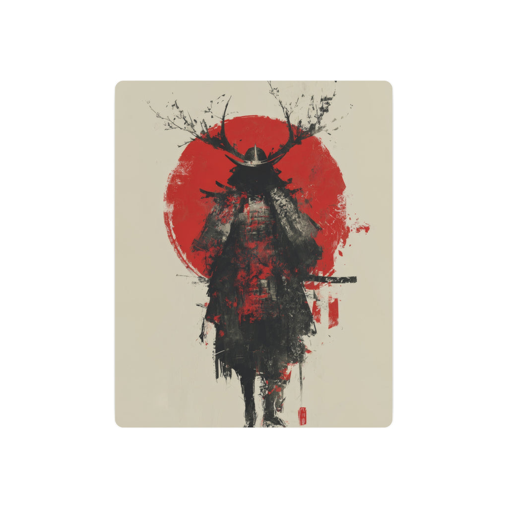 Samurai Metal Art Sign — Red Sun Warrior Wall Decor