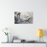 Canvas Wall Art Serene Geisha in Misty Cherry Blossom - The Art Hub