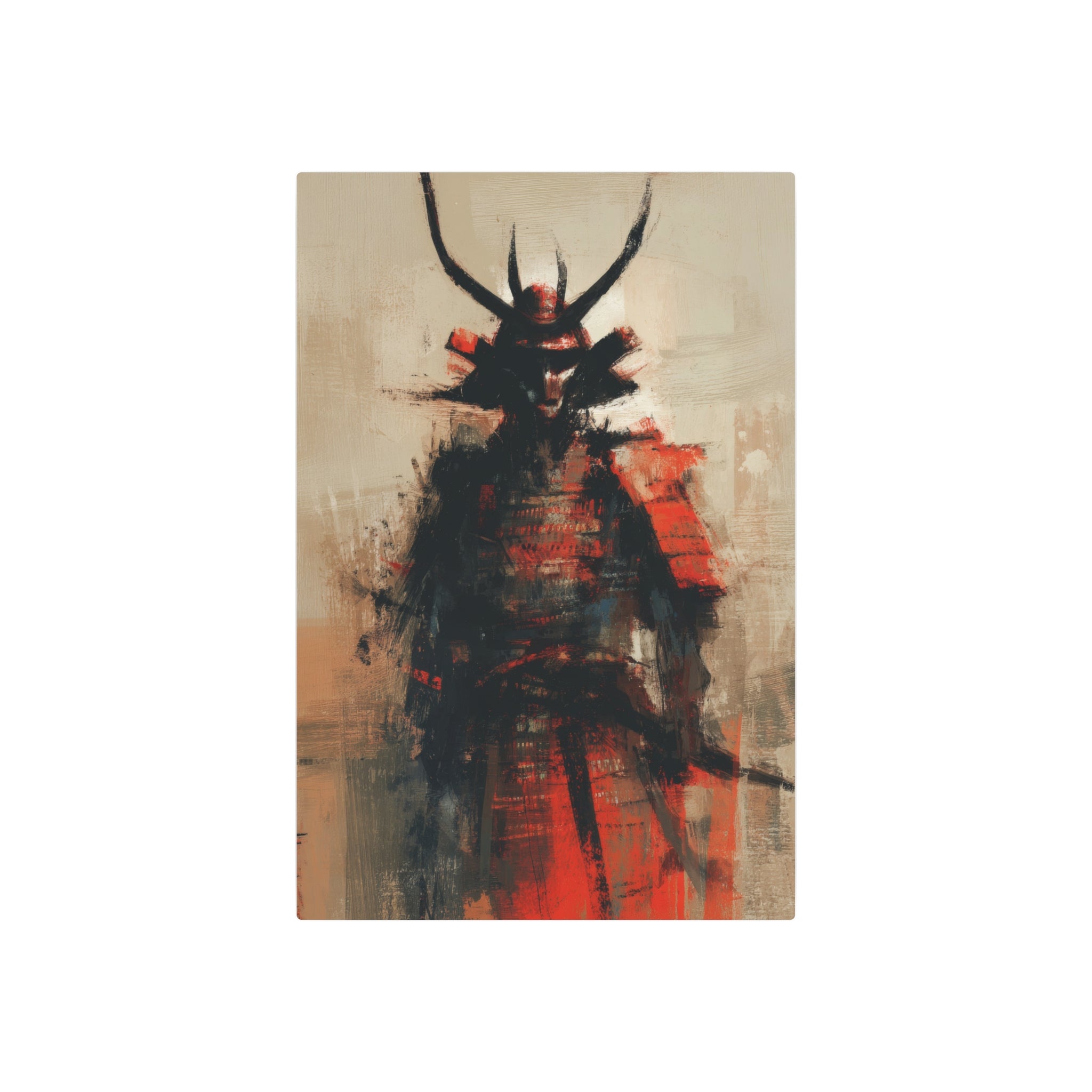 Samurai Metal Art Sign — Abstract Red Warrior Wall Decor