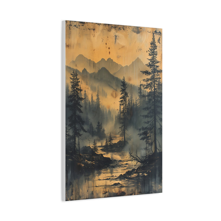 Mountain Mist Landscape Canvas Art— Rustic Pine Forest Wall Art - The Art Hub