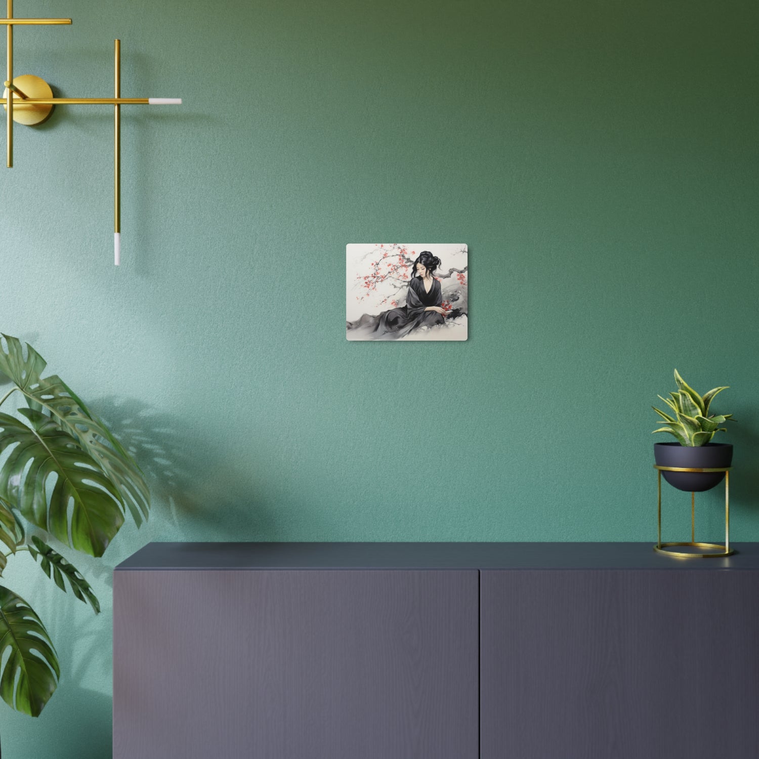 Metal Art Geisha with Cherry Blossoms Wall Art - The Art Hub