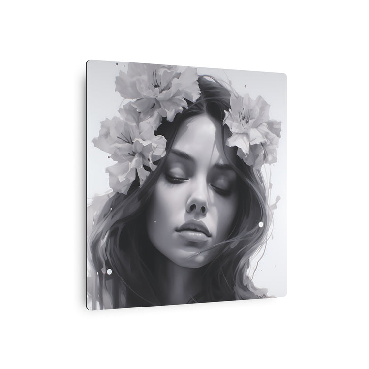 Metal Art — Beautiful Girl Floral Portrait Wall Decor - The Art Hub