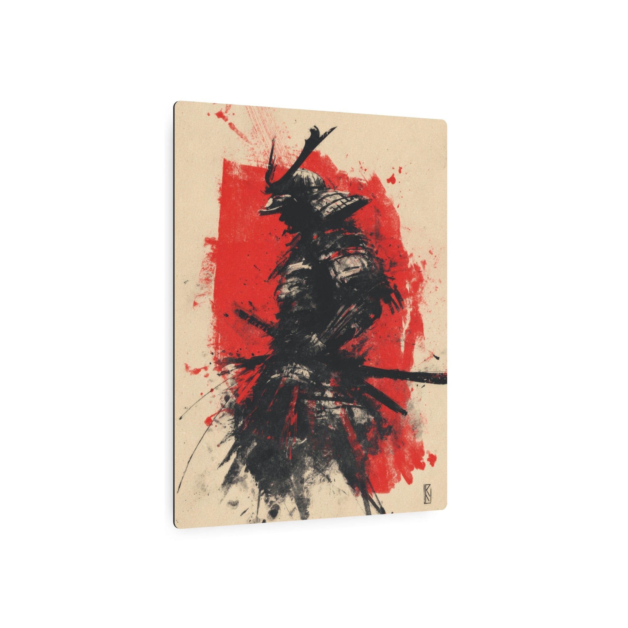 Samurai Ink Metal Art Sign – Japanese Warrior Wall Decor