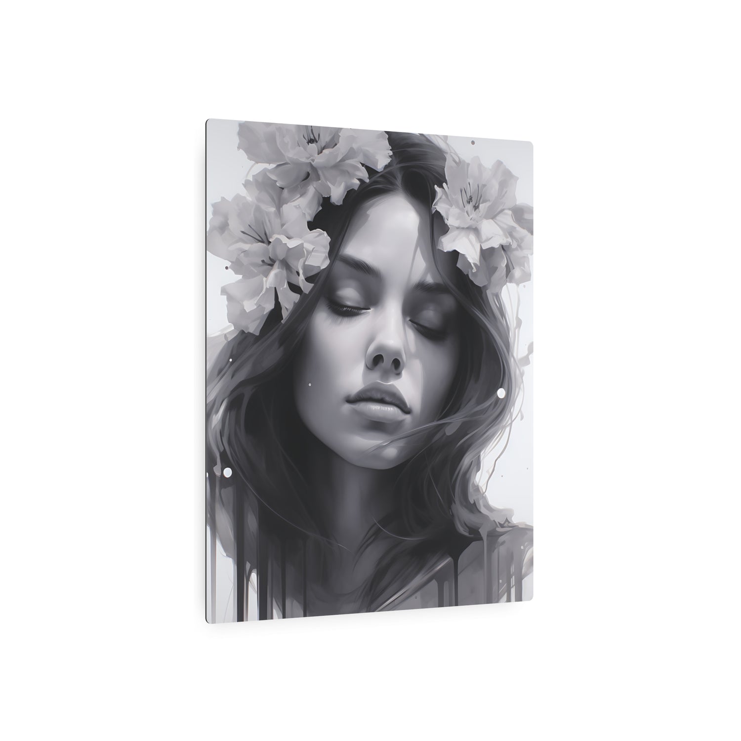 Metal Art — Beautiful Girl Floral Portrait Wall Decor - The Art Hub