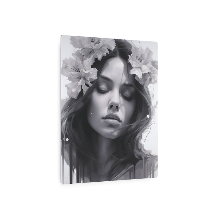 Metal Art — Beautiful Girl Floral Portrait Wall Decor - The Art Hub