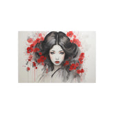 Metal Art Ethereal Geisha Portrait with Red Poppies  Japanese-Inspired Wall Decor - The Art Hub
