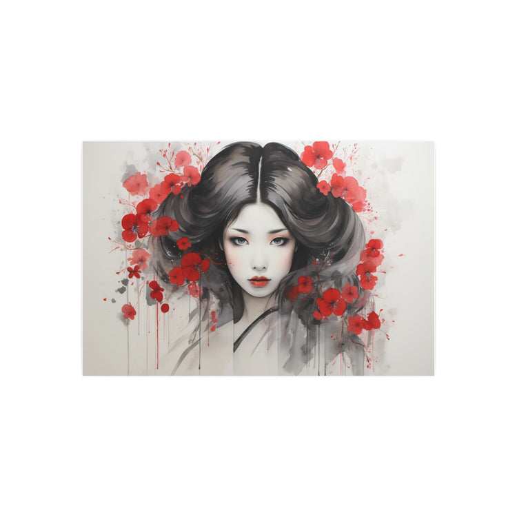 Metal Art Ethereal Geisha Portrait with Red Poppies  Japanese-Inspired Wall Decor - The Art Hub
