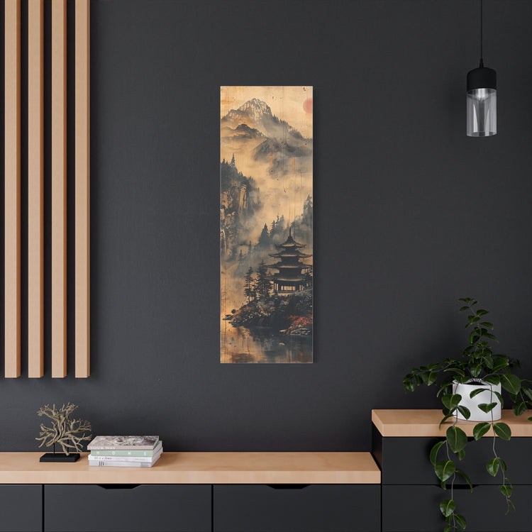 Zen Mountain Mist Canvas Art — Japanese Pagoda Landscape on Stretched Matte Canvas - The Art Hub