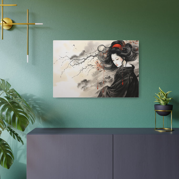 Metal Art Elegant Geisha Wall Plaque (Asian Ink-Style Décor) - The Art Hub