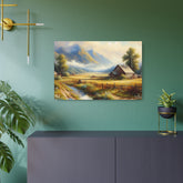 Metal Art Rustic Mountain Farm Scene Metal Art Wall Decor - The Art Hub