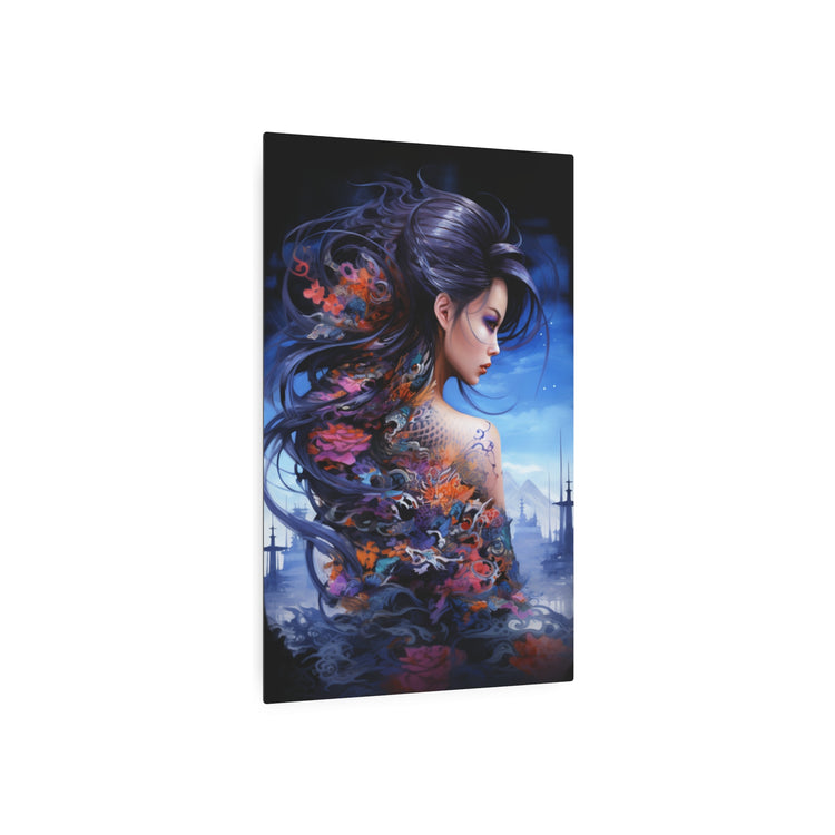 Metal Art — Ethereal Asian Fantasy Woman Wall Decor (Koi & Dragon Tattoo) - The Art Hub