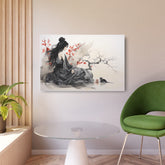 Metal Art Asian-Inspired Geisha with Cherry Blossoms Wall Art - The Art Hub
