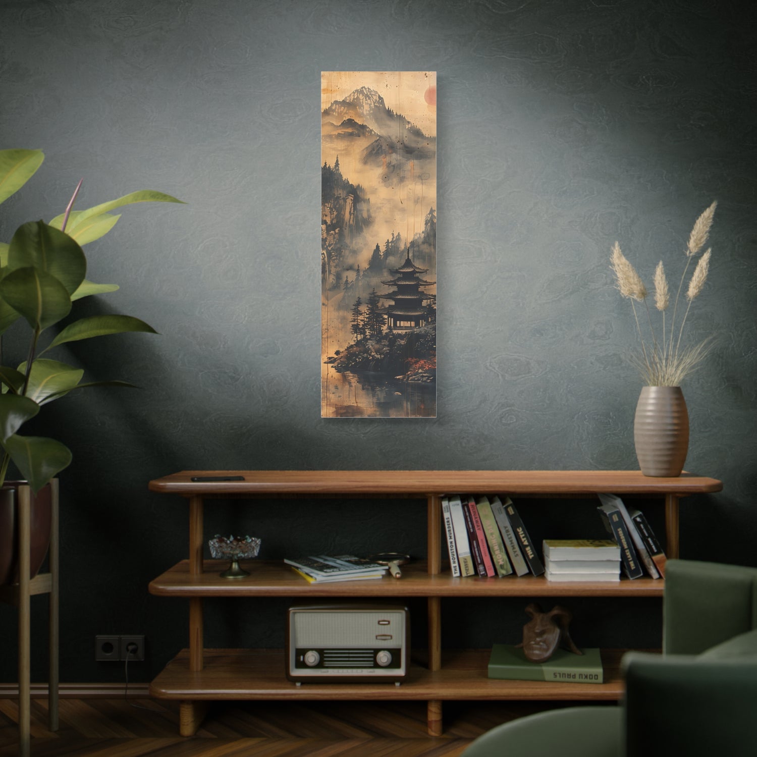 Zen Mountain Mist Canvas Art — Japanese Pagoda Landscape on Stretched Matte Canvas - The Art Hub