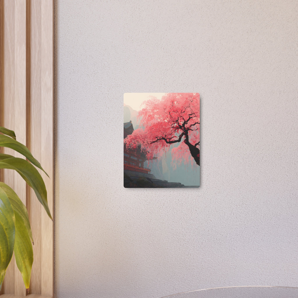Cherry Blossom Metal Art Sign – Pink Sakura Landscape Wall Décor