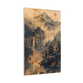 Zen Mountain Mist Canvas Art — Japanese Pagoda Landscape on Stretched Matte Canvas - The Art Hub