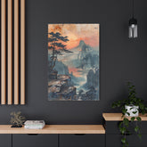 Sunset Mountain Landscape Canvas Print — Misty Pine Cliff Wall Art - The Art Hub
