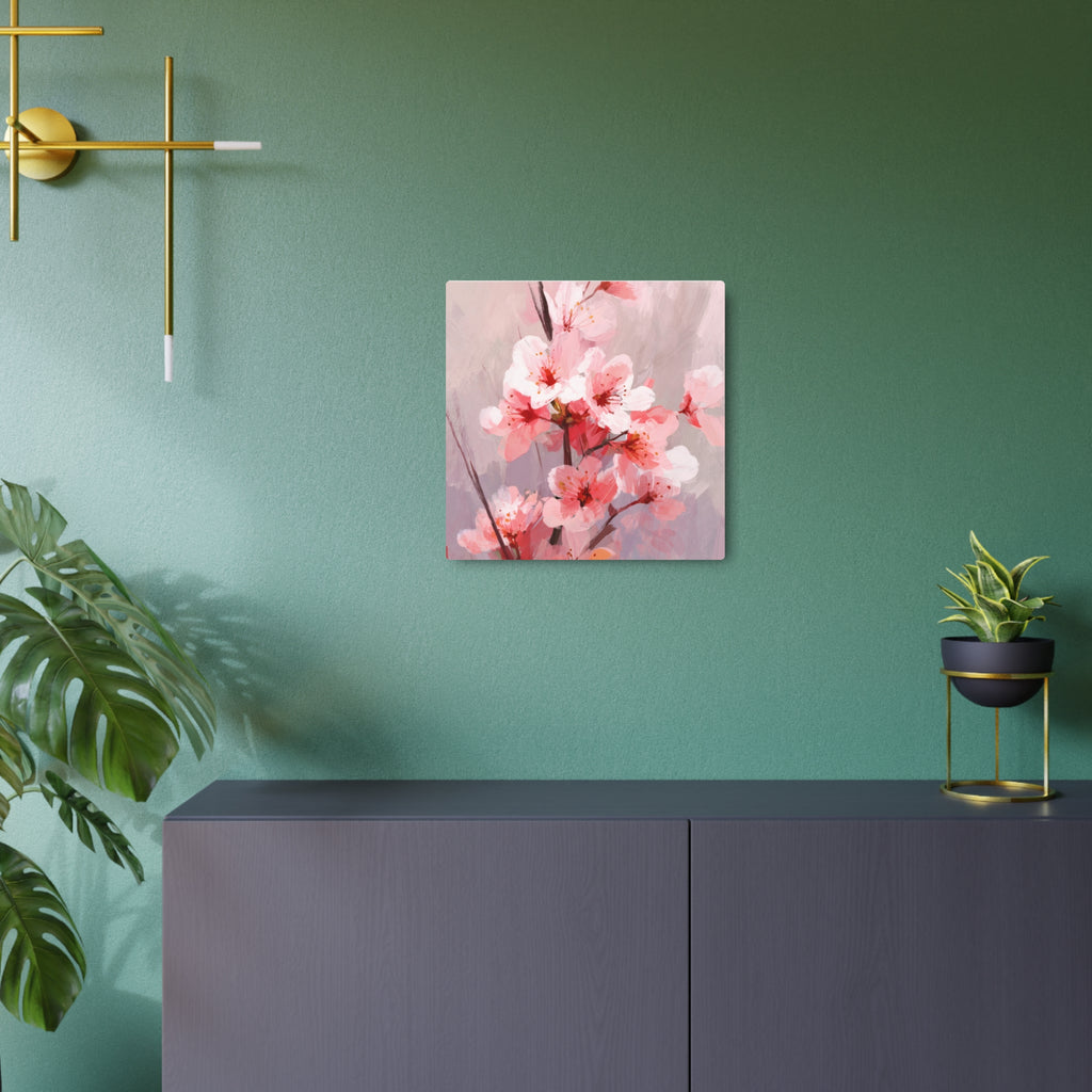 Cherry Blossom Metal Art Sign — Pink Floral Wall Décor