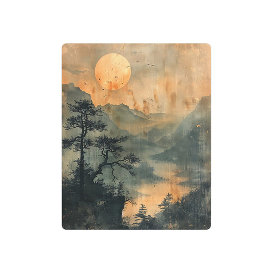 Sunset Mountain Metal Art Vintage Misty Landscape Wall Decor - The Art Hub