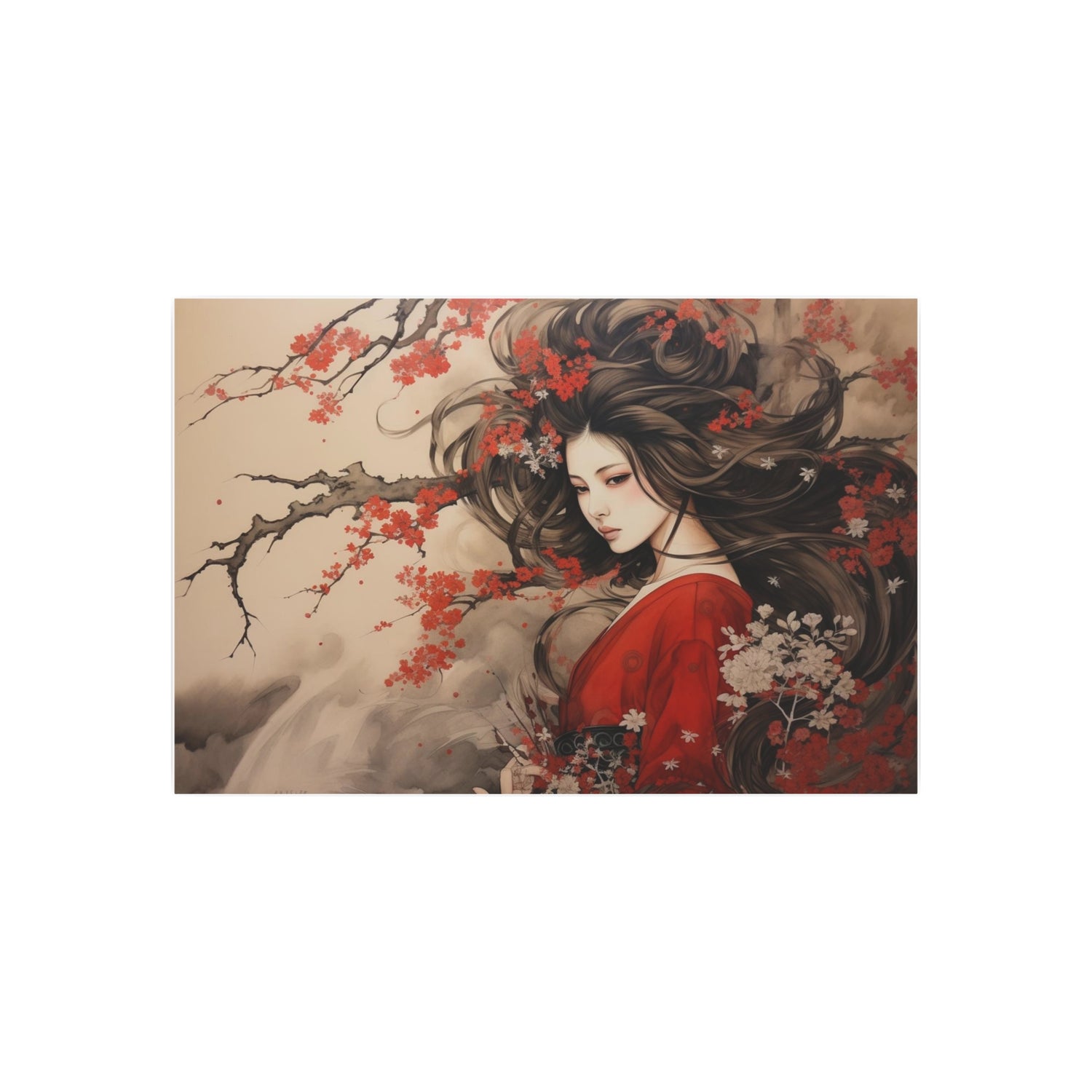 Metal Art Japanese Geisha Cherry Blossom Wall Decor - The Art Hub