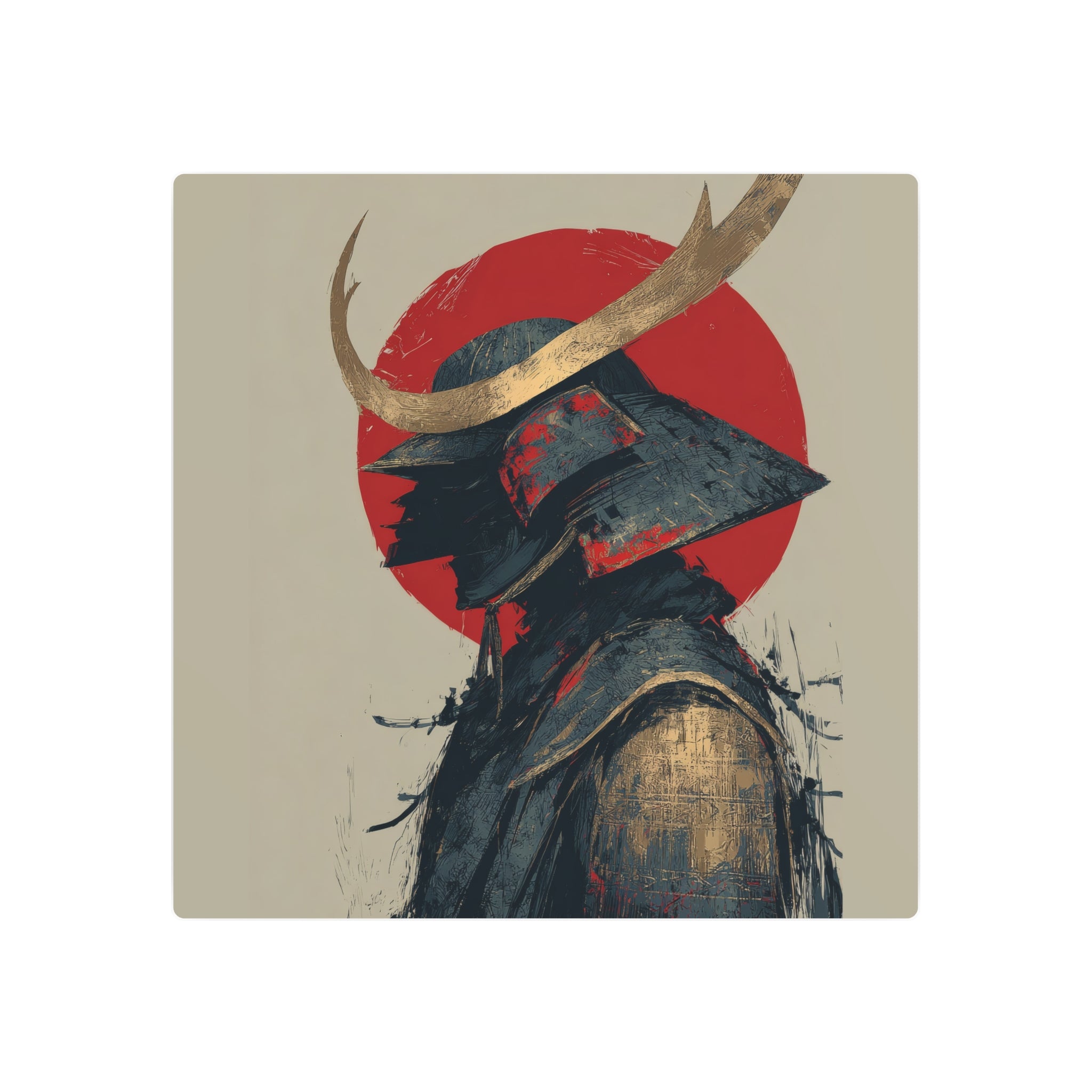 Samurai Helmet Metal Art Sign — Japanese Warrior Wall Decor