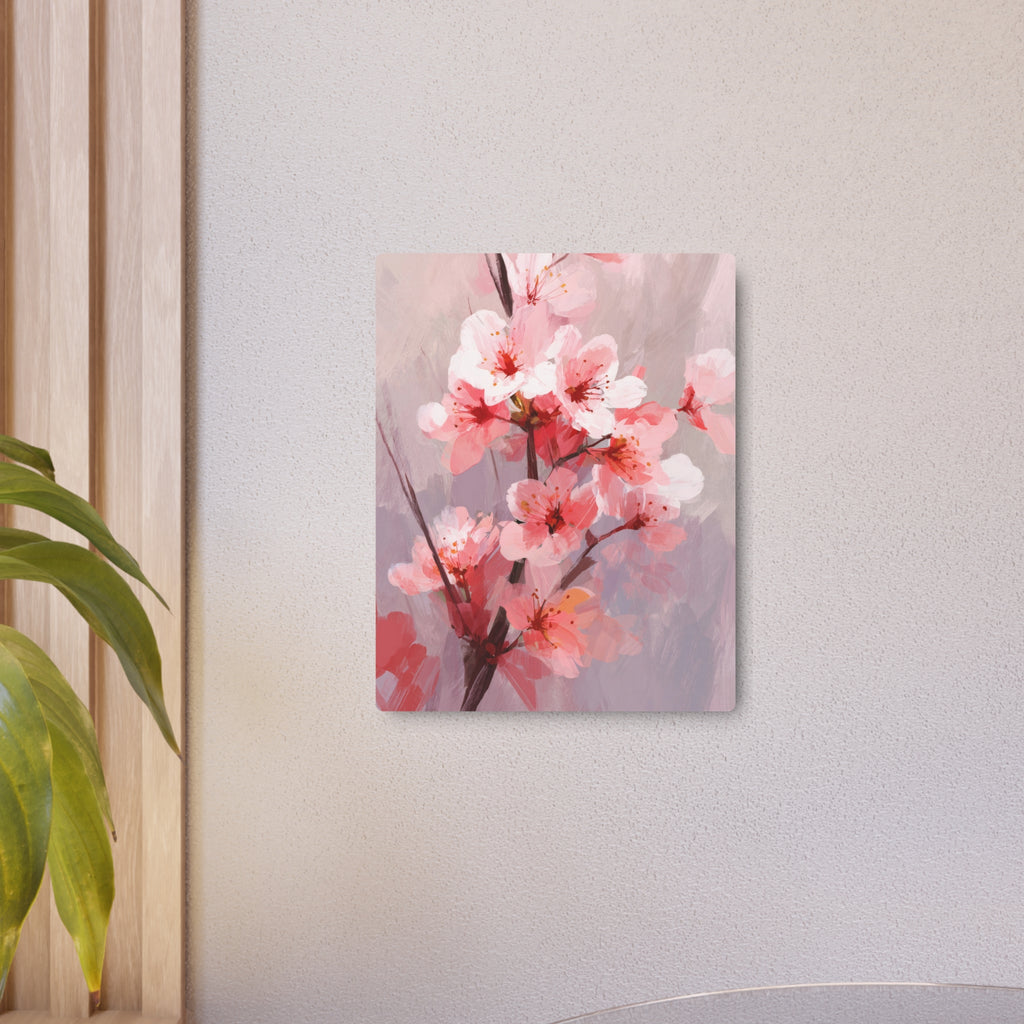 Cherry Blossom Metal Art Sign — Pink Floral Wall Décor