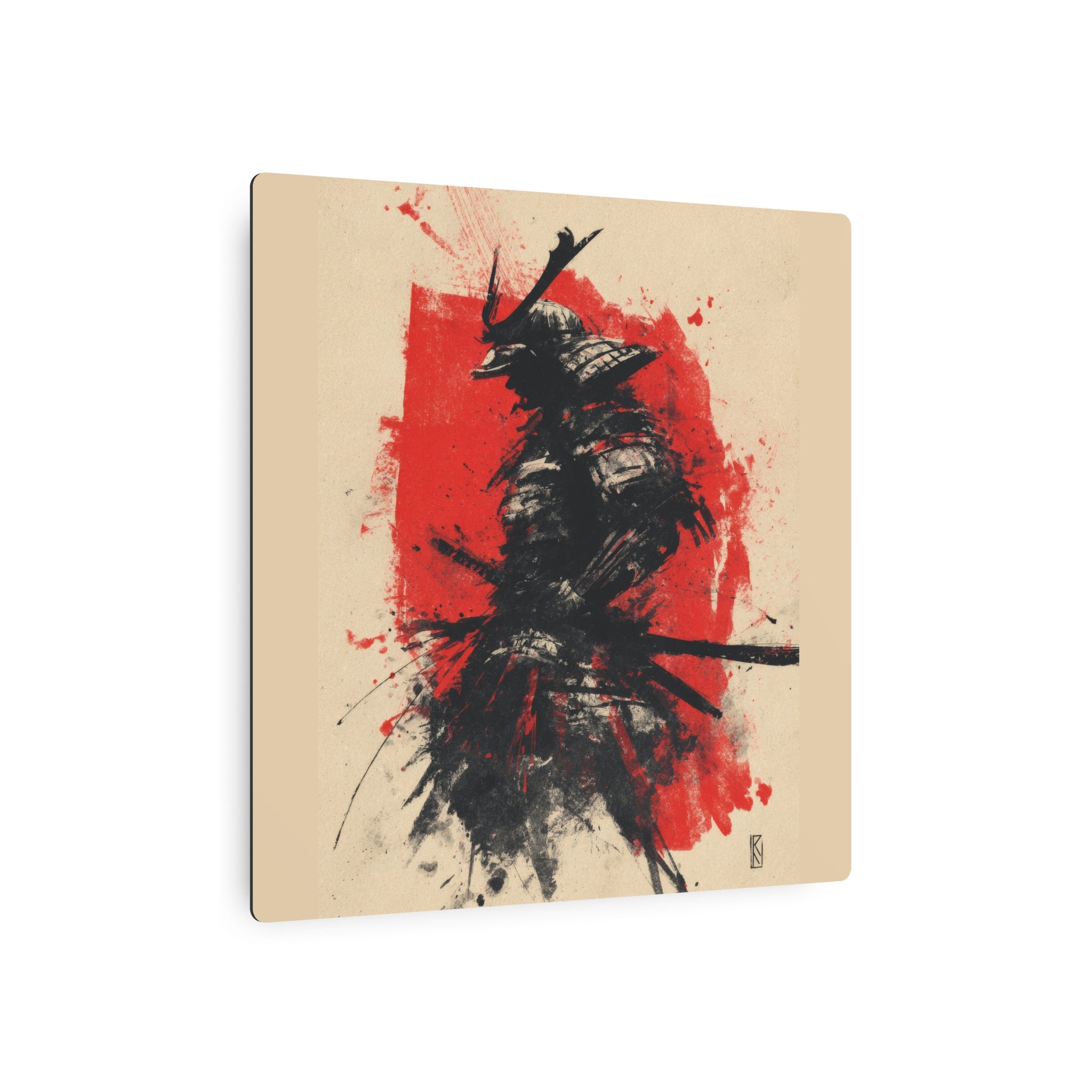 Samurai Ink Metal Art Sign – Japanese Warrior Wall Decor