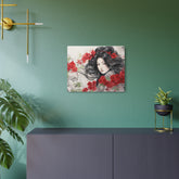 Metal Art Asian Woman with Red Blossoms Decorative Wall Art - The Art Hub