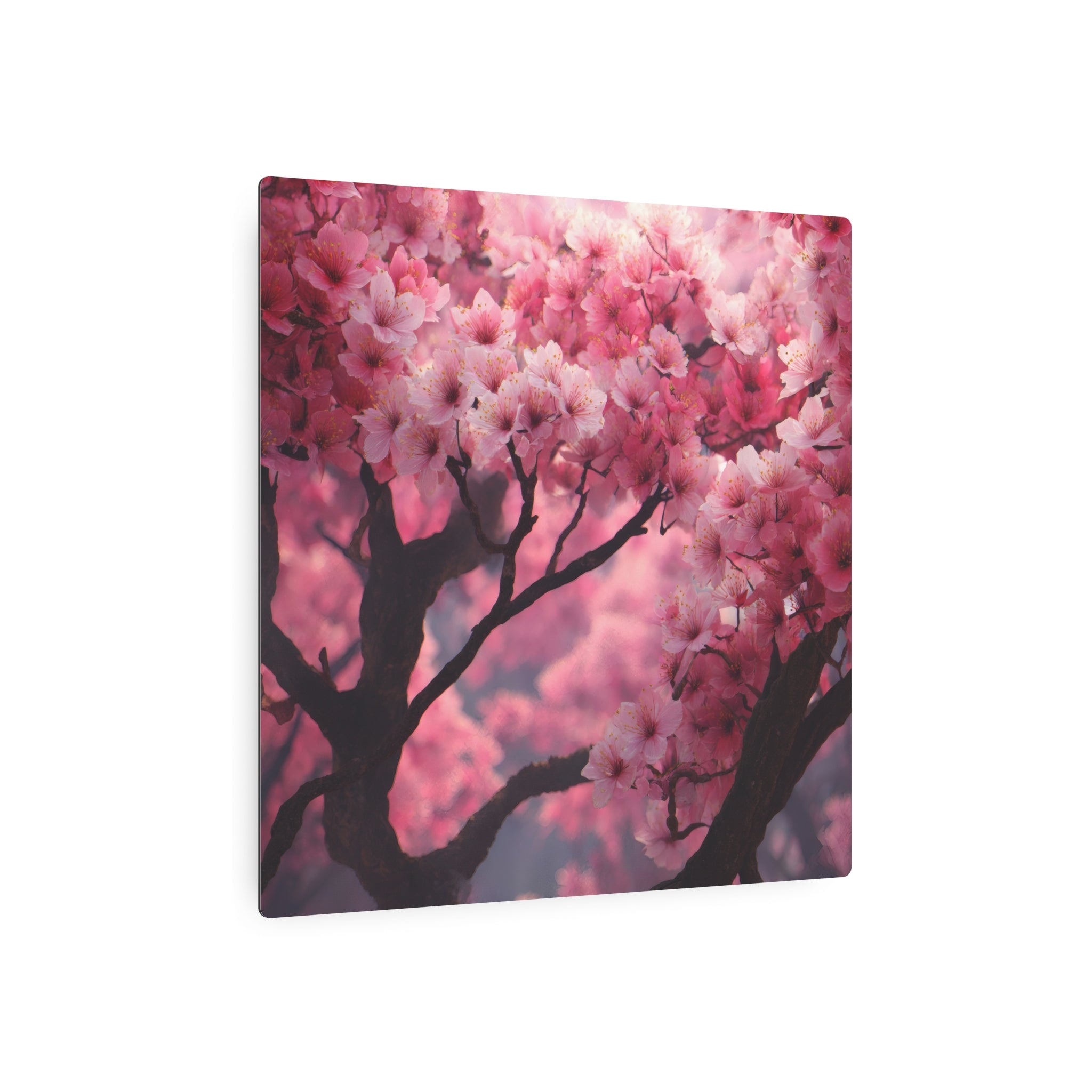Cherry Blossom Metal Art Sign — Pink Floral Wall Decor
