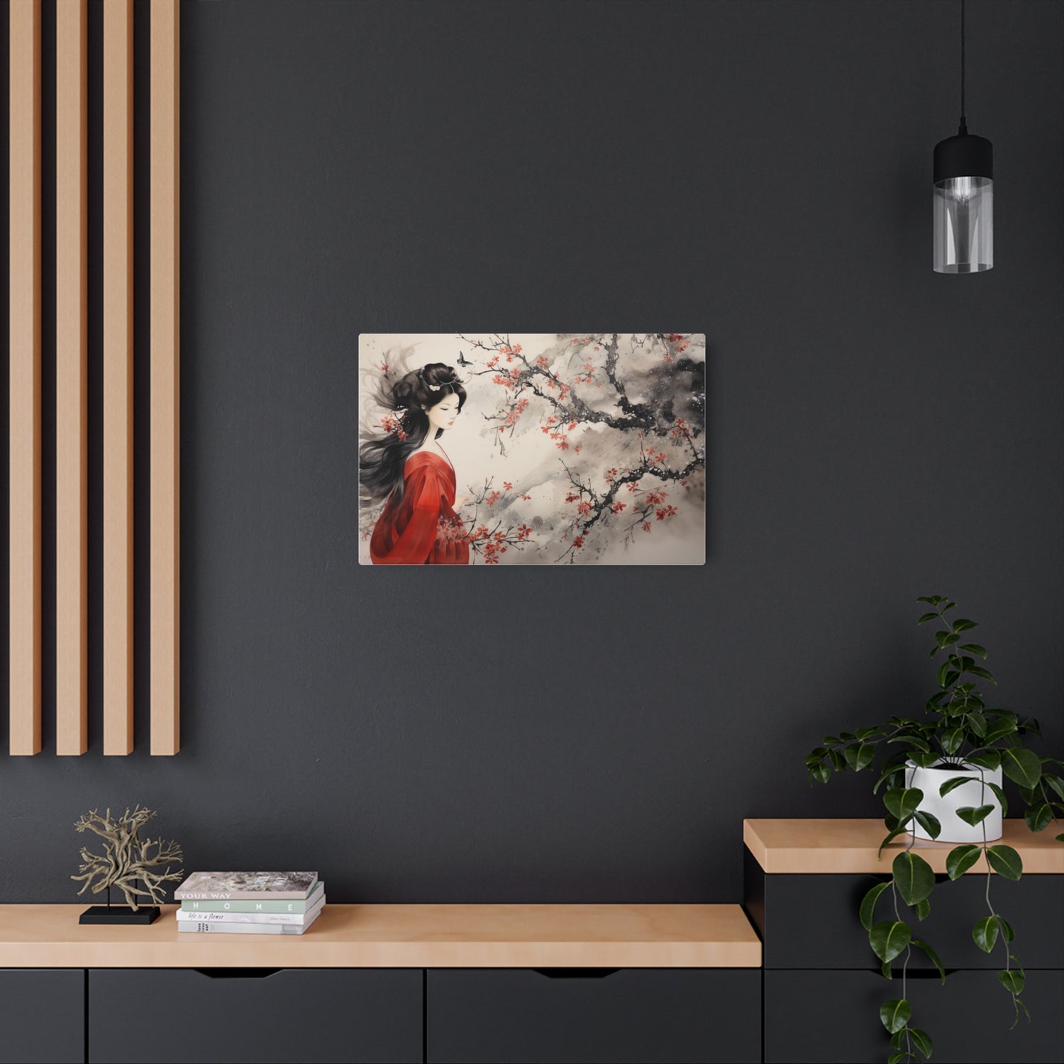 Geisha Cherry Blossom Metal Art Japanese-Inspired Wall Decor - The Art Hub