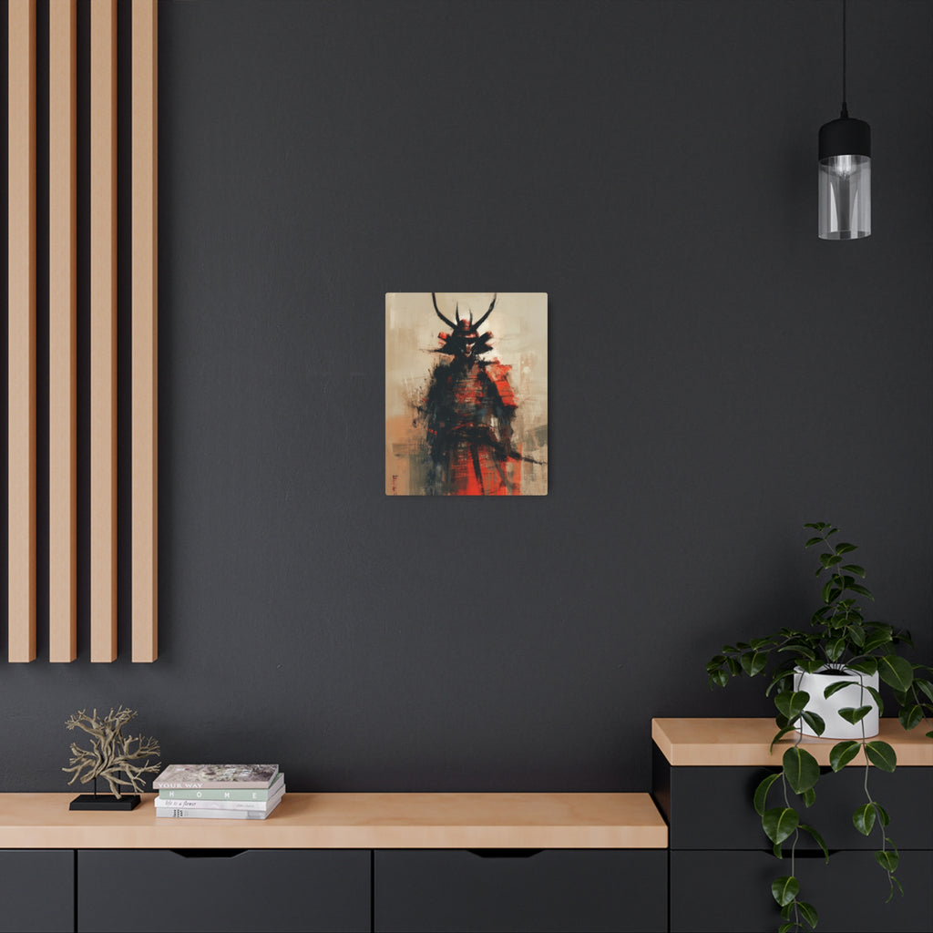 Samurai Metal Art Sign — Abstract Red Warrior Wall Decor