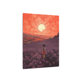 Sunset Meadow Metal Art — Girl Walking Through Lavender Field Wall Decor - The Art Hub