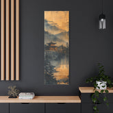 Golden Mist Mountain Landscape Canvas — Asian Pagoda Wall Art - The Art Hub