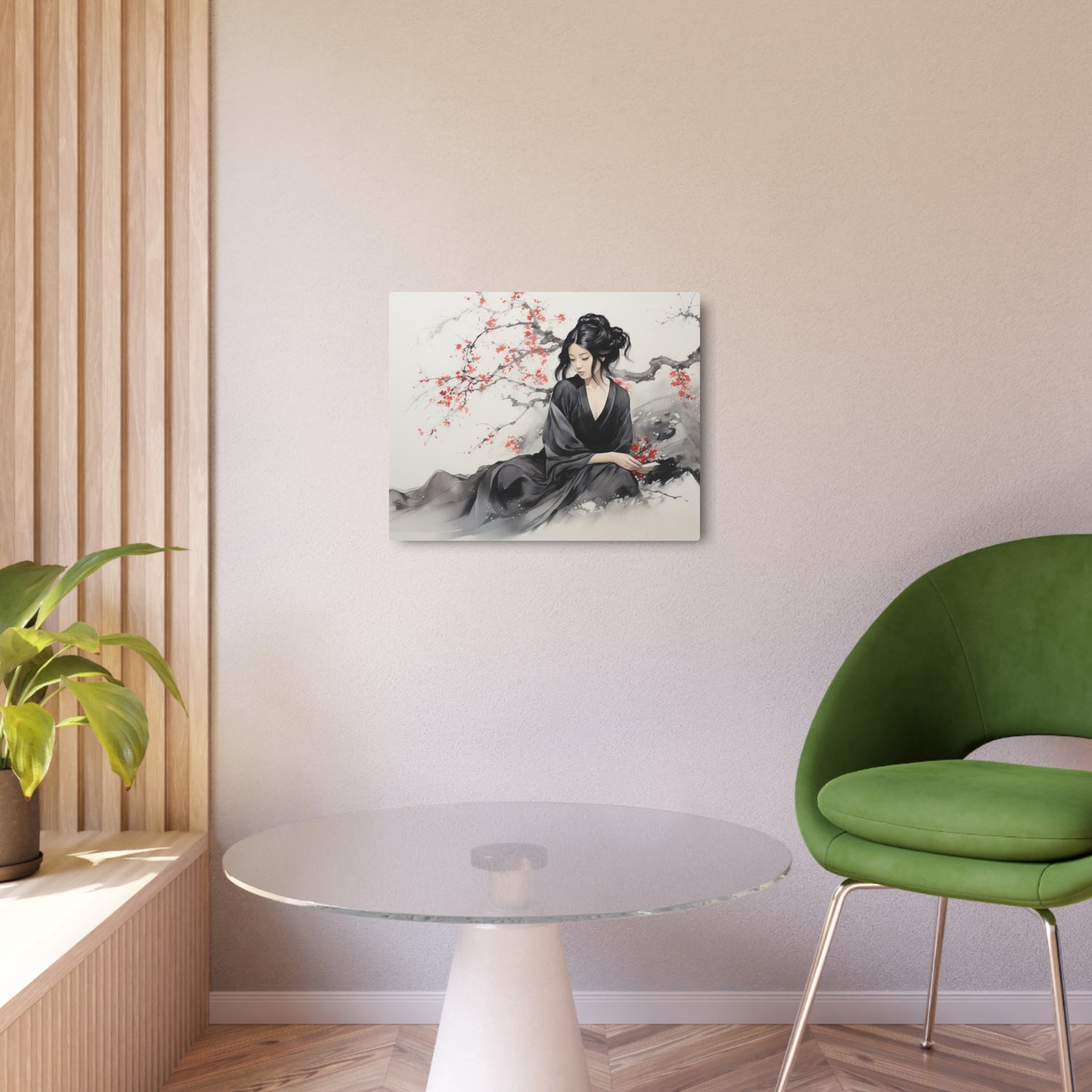 Metal Art Geisha with Cherry Blossoms Wall Art - The Art Hub