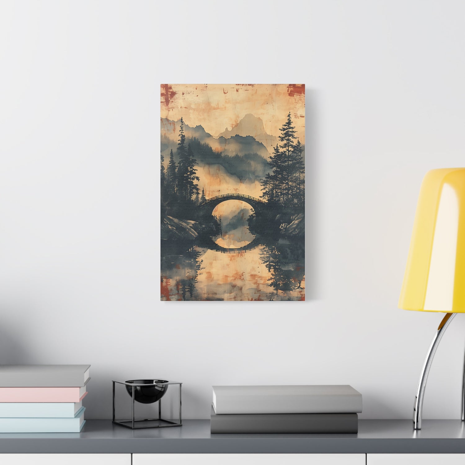 Chinese Landscape Painting Art — Misty Forest Landscape Matte Stretched Print - The Art Hub