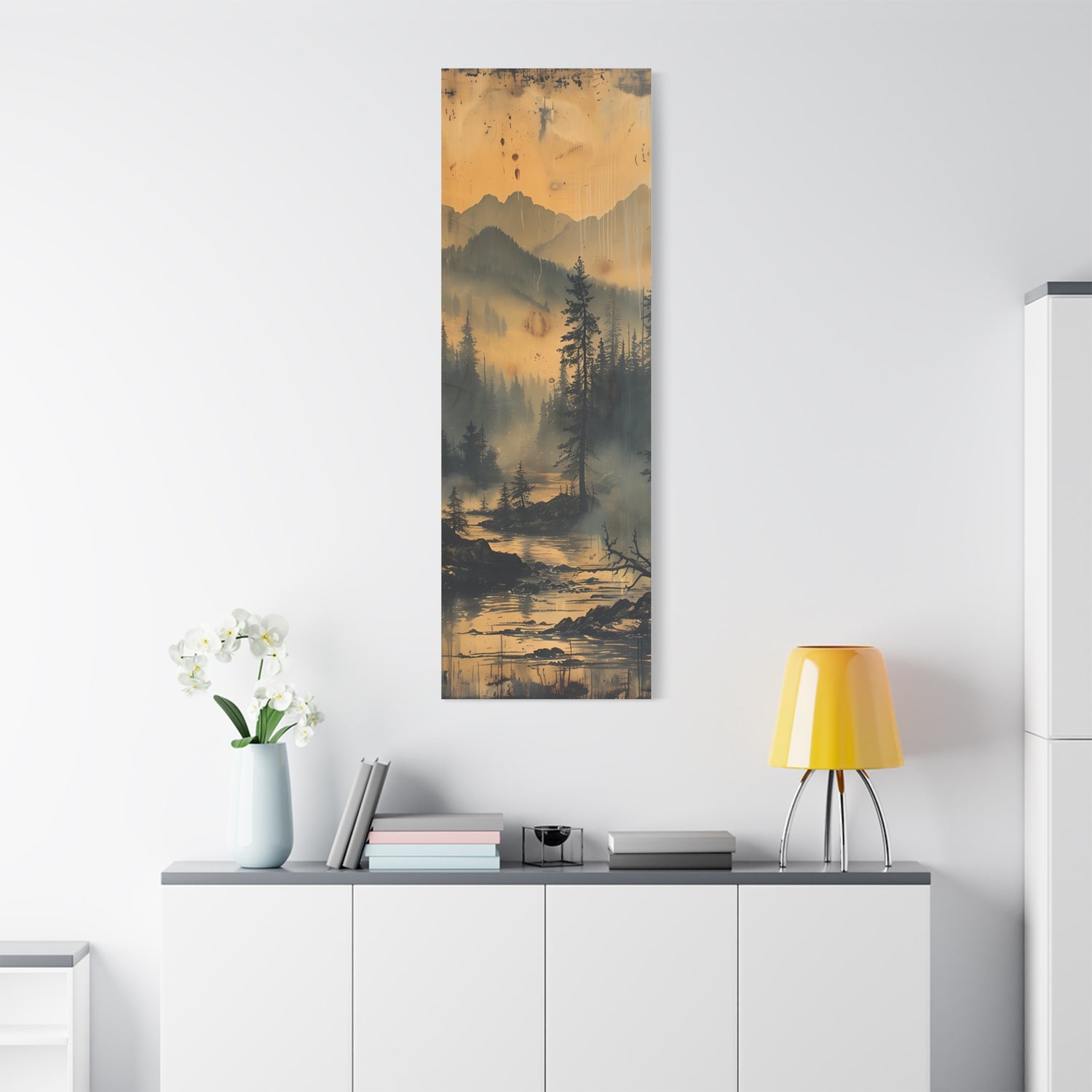 Mountain Mist Landscape Canvas Art— Rustic Pine Forest Wall Art - The Art Hub