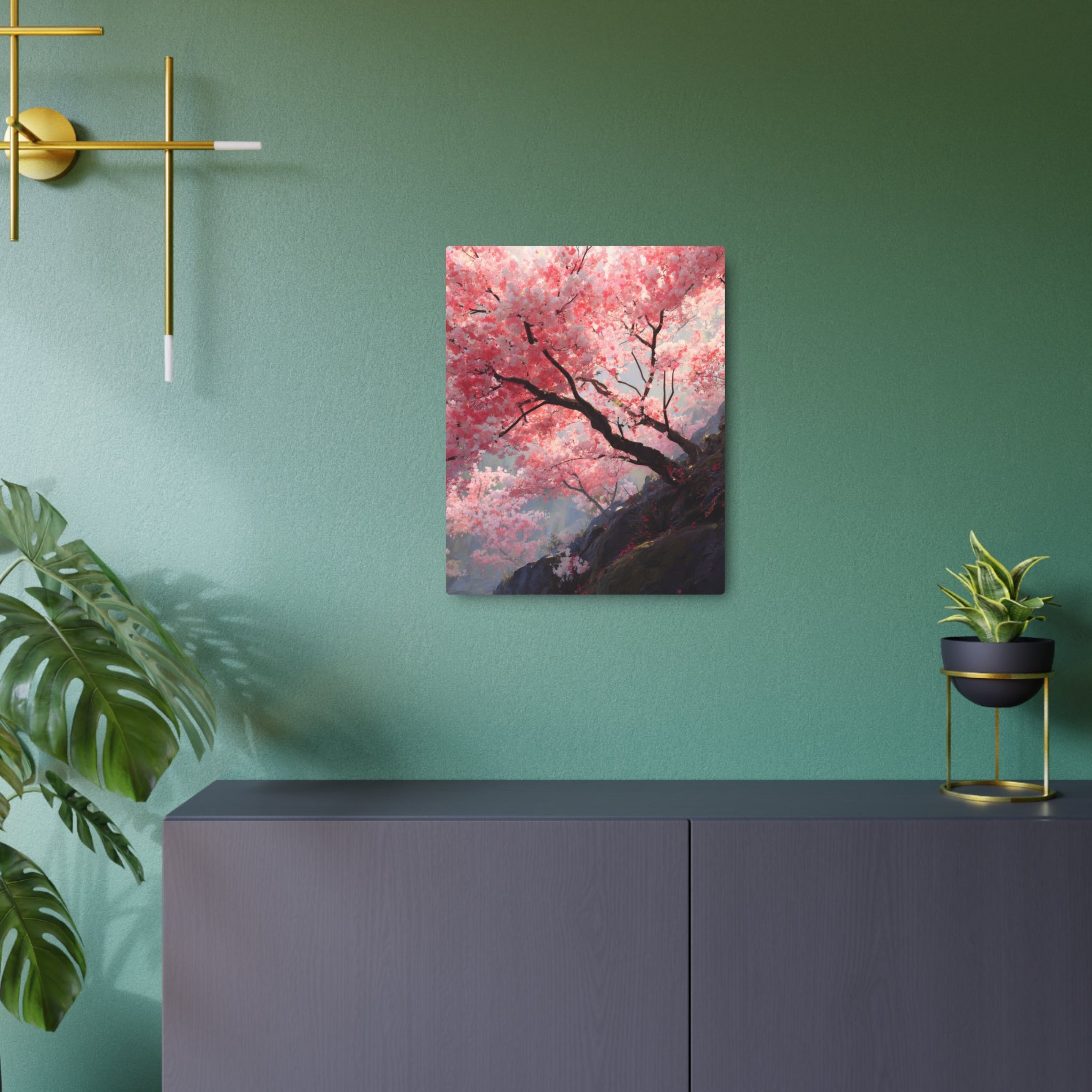 Cherry Blossom Metal Art Sign — Japanese Sakura Wall Décor
