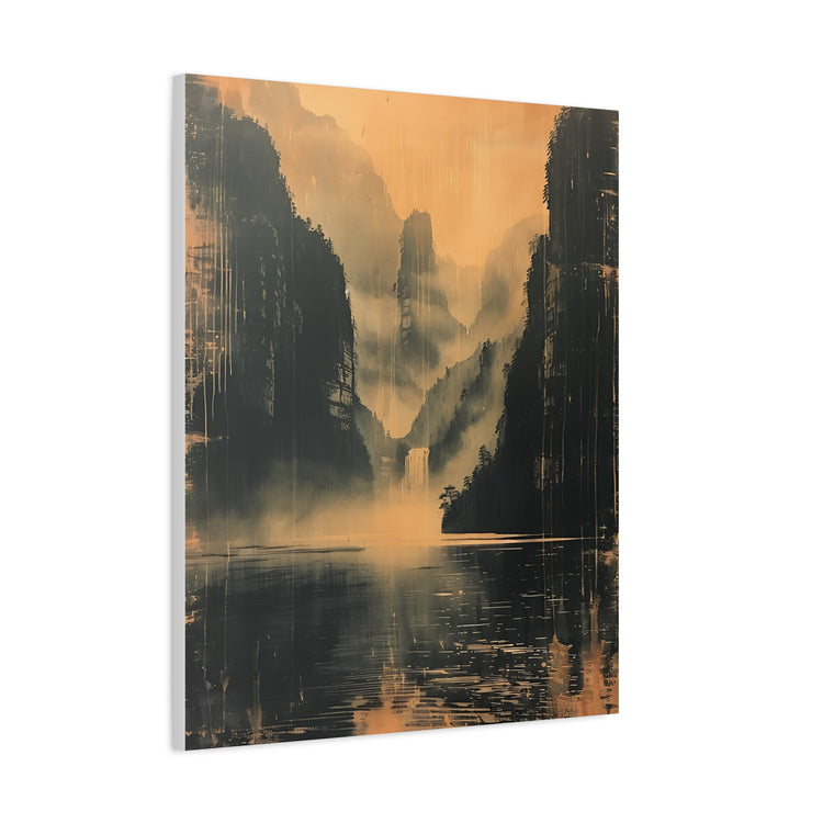 Chinese Landscape Art - Moody Mountain Lake Landscape Art - The Art Hub