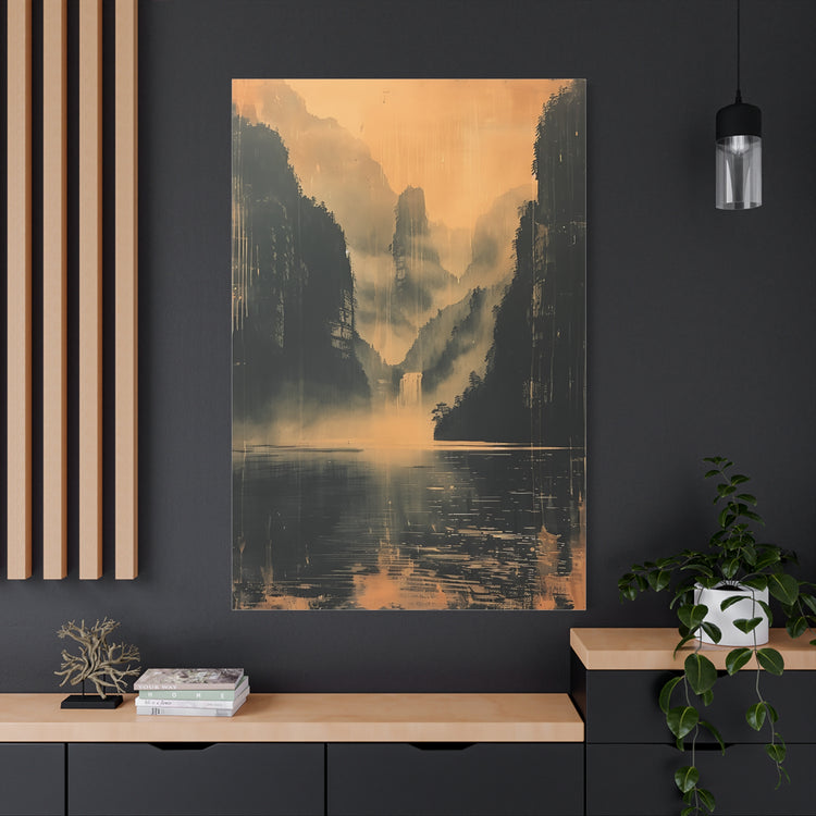 Chinese Landscape Art - Moody Mountain Lake Landscape Art - The Art Hub