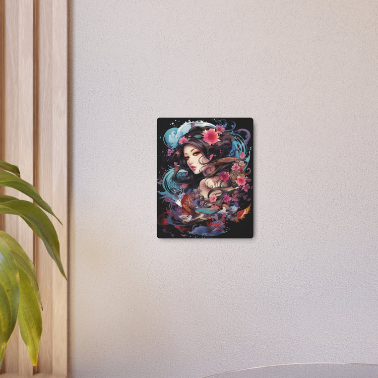 Japanese Floral Portrait Metal Art – Decorative Wall Plaque - The Art Hub