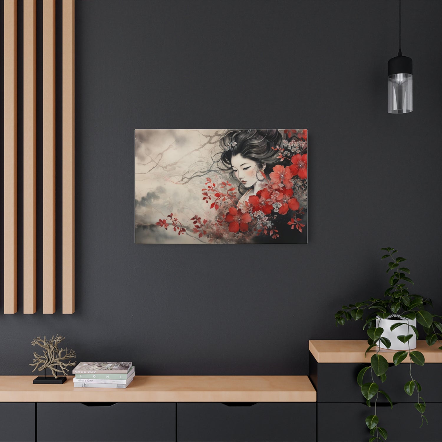 Oriental Geisha Metal Art Floral Japanese Wall Decor - The Art Hub