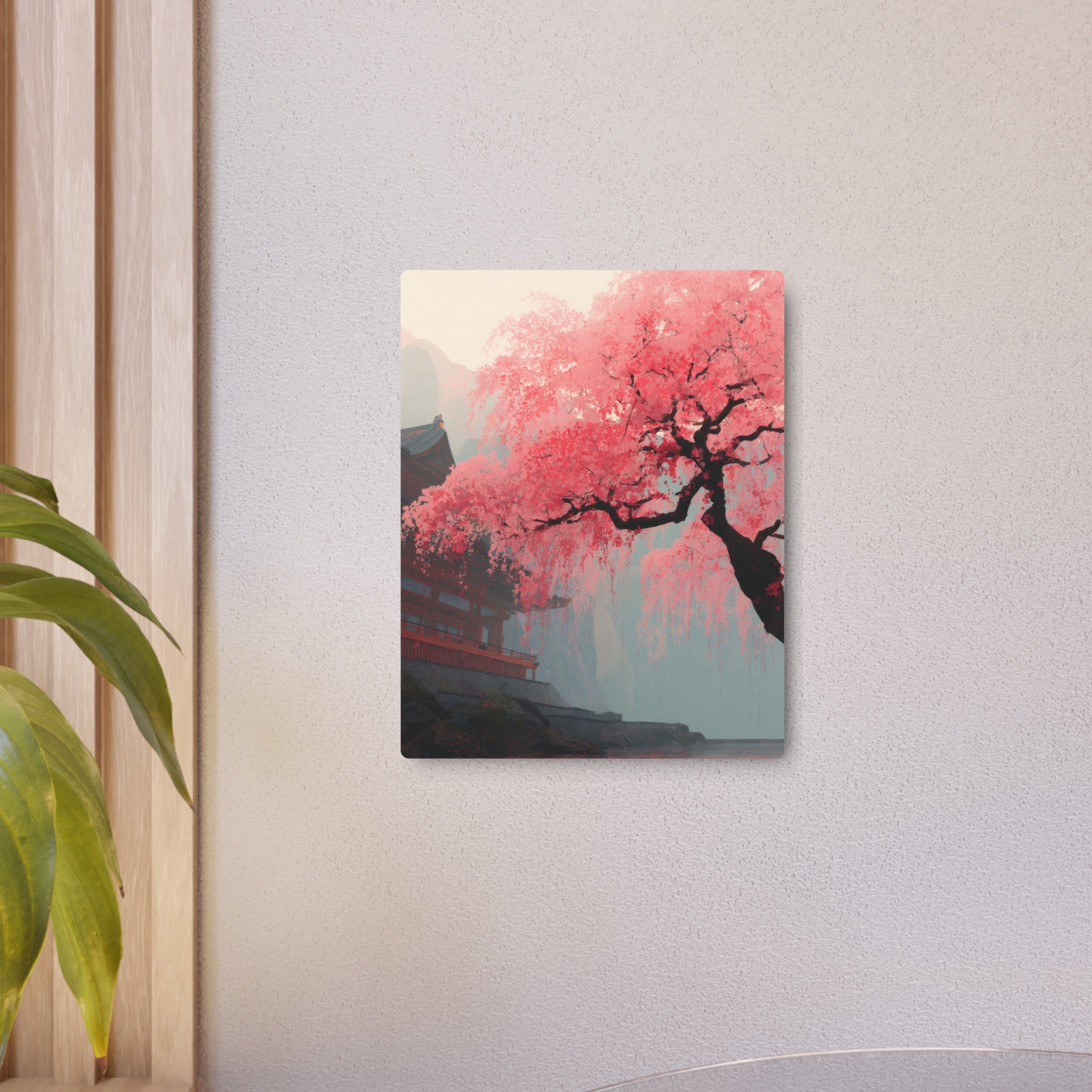 Cherry Blossom Metal Art Sign – Pink Sakura Landscape Wall Décor