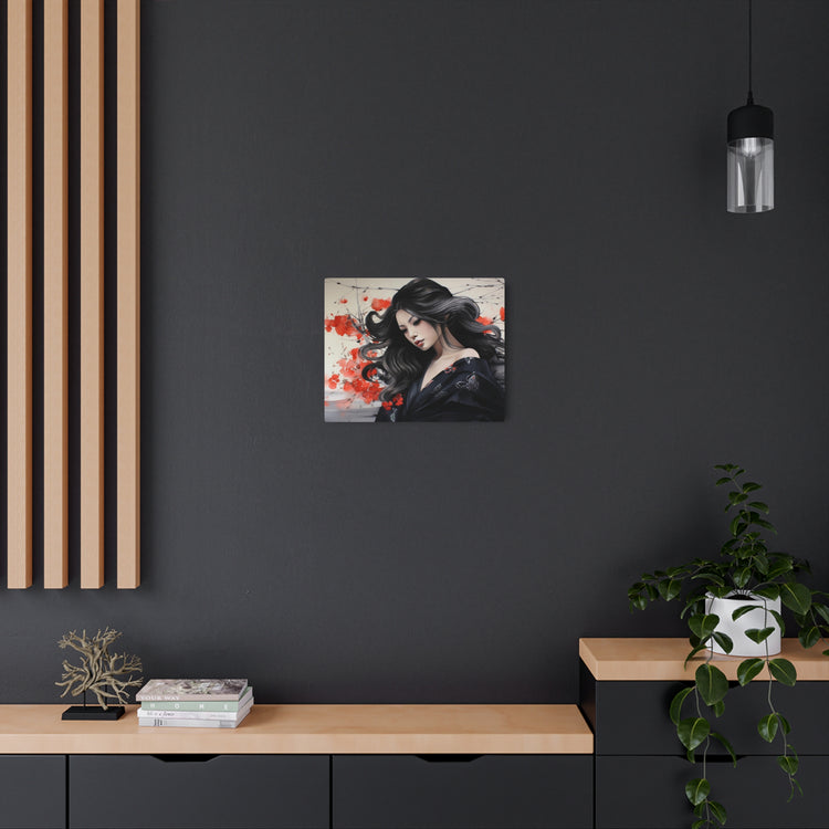 Metal Art Elegant Geisha Portrait Wall Art with Red Poppies | Asian-Inspired Decorative Metal Art - The Art Hub